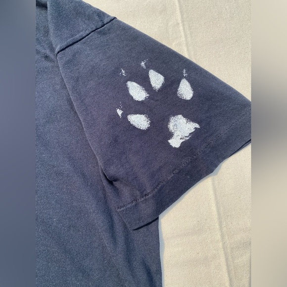 Screen Stars Best Black Hills South Dakota Wolf Faded Black Tee Vintage 90s Lrg - Picture 4 of 6